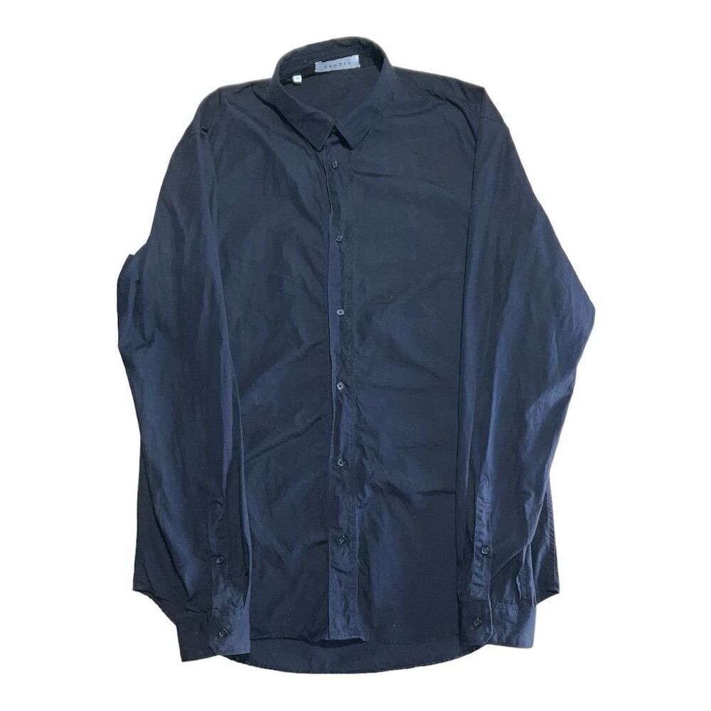 Sandro Men's Black Long-Sleeve Dress Shirt
